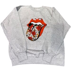 NWOT Medium Floral Lips Crewneck Sweater